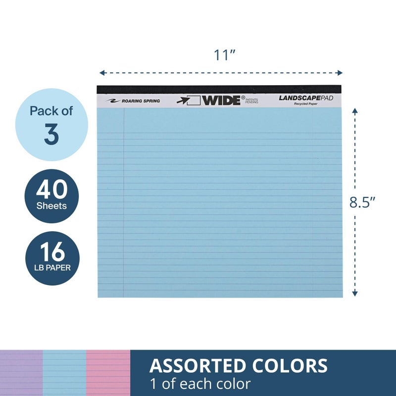 Roaring Spring دفتر رسم واسع من رورينغ سبرينغ، 74535، 40 ورقة، 11" × 9.5"، عبوة من 3 - Image 3